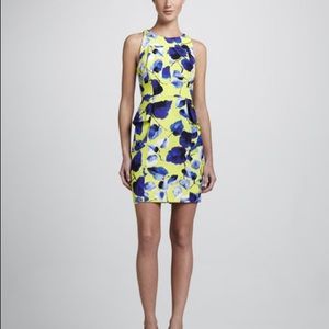 MILLY Yellow Floral Print Peplum Sheath Dress- Size 6